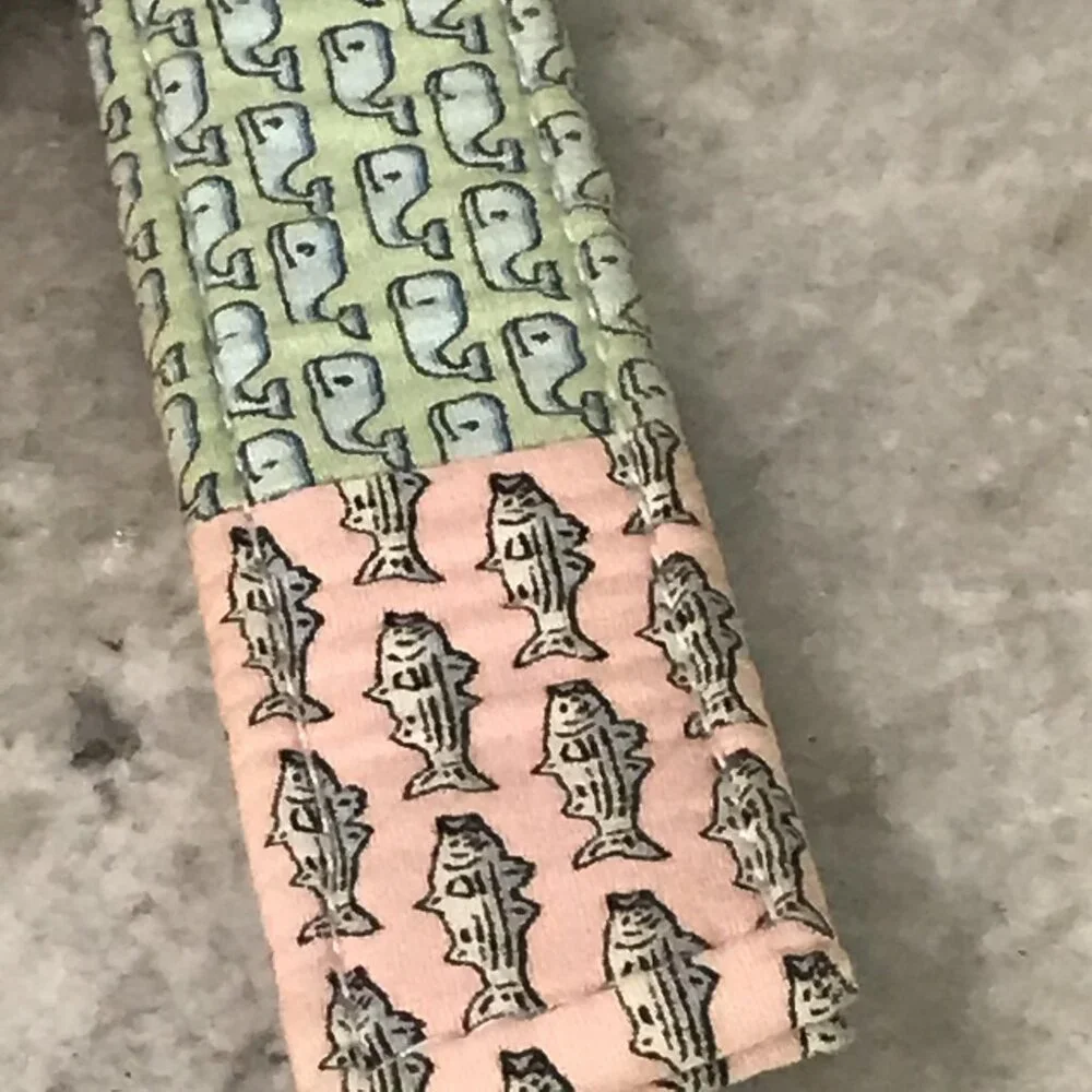 Vineyard‎ Vines Belt Boys 28 Multicolor Patchwork D-Ring Cotton Whales Fish